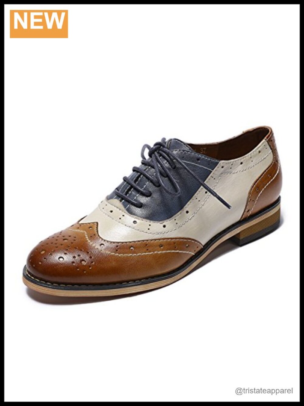 Women's Leather Wingtip Oxfords Lace-up Flats Brogue Shoes